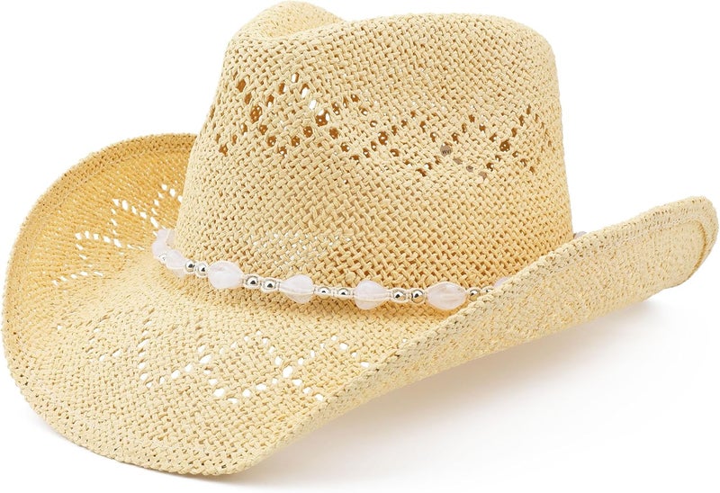 Pro Celia Men Women Cowgirl Straw Western Cowboy Hat - Image 1
